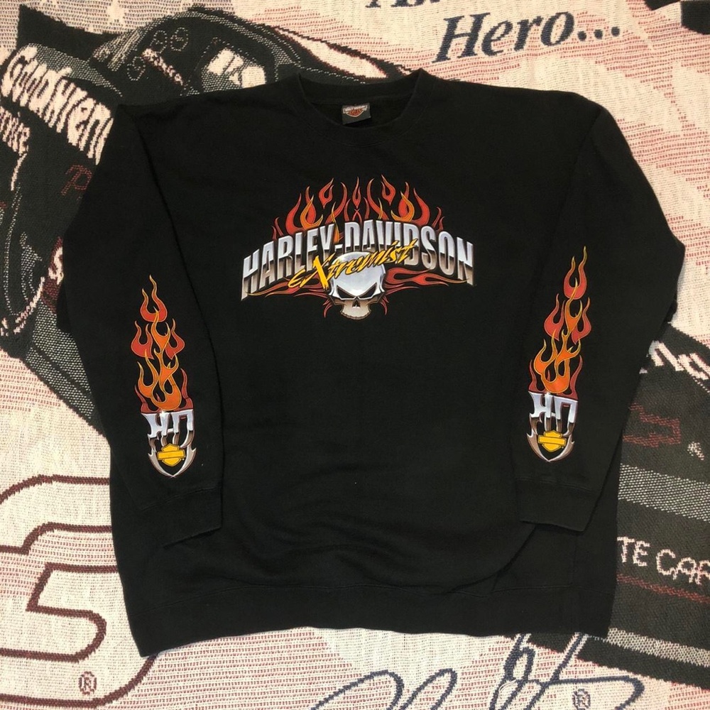 Vintage Harley Davidson flaming skull crewneck